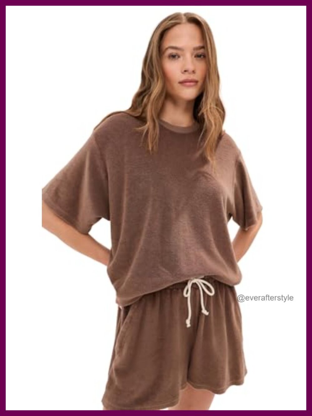 French Terry Boxy Tee Short Sleeve Crew Neck Loose Fit Casual Top